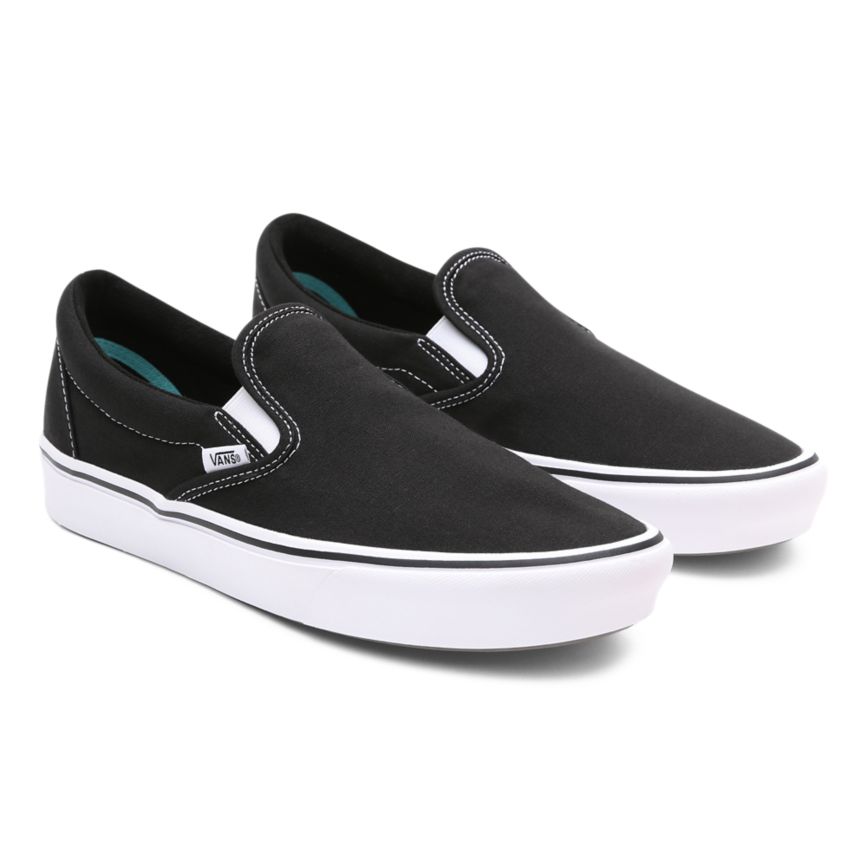 Men's Vans Classic ComfyCush Slip-On Shoes India Online - Black/White [LD0961548]
